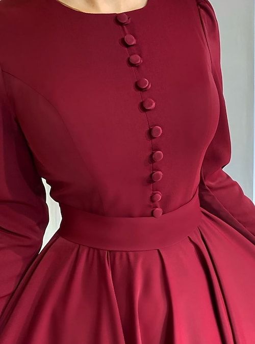 A-Line Dark Red Prom Dress Simple Elegant Dress