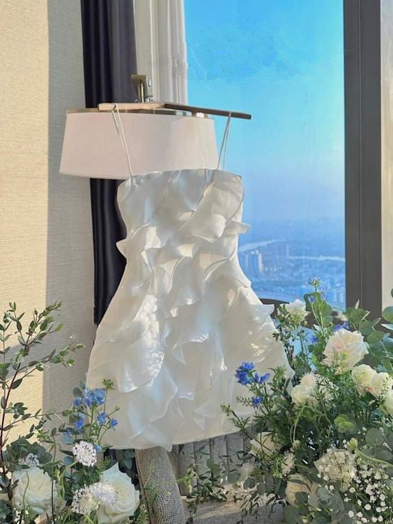 White Short Party Dress Lady Fashion Homecoming Gown - FashionDia