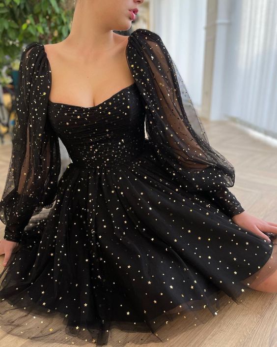 A-line tulle evening dresses, long sleeves princess dress homecoming dress - View 2 | FashionDia