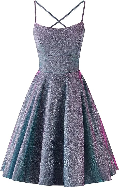 Sparkly Glitter Homecoming Dresses Short Spaghetti Straps Prom Dress Party Gowns for Women with Pockets Homecoming Dress