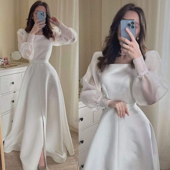 White Long Prom Dress Formal Occasion Dresses