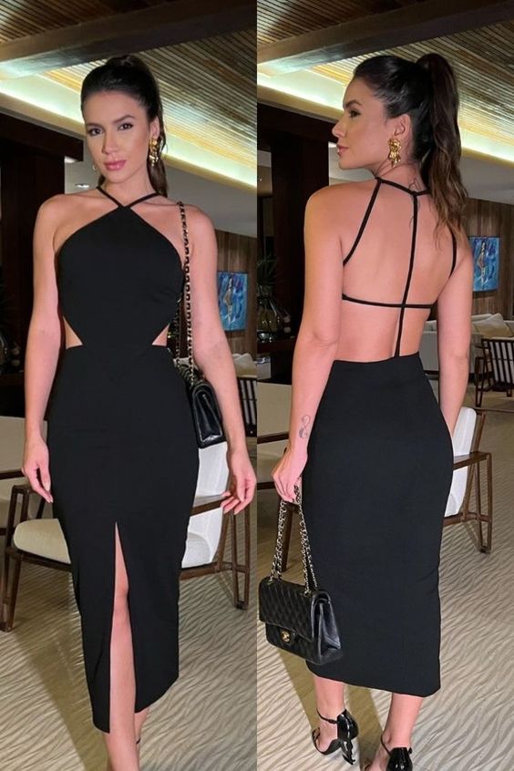Black Party Dress Lady Fashion Homecoming Gown