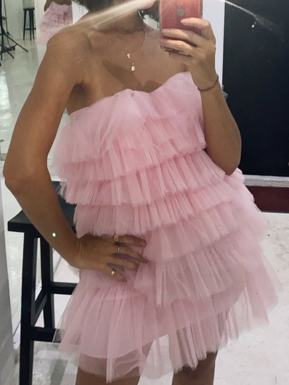 Pink Short Party Dress Homecoming Dresses