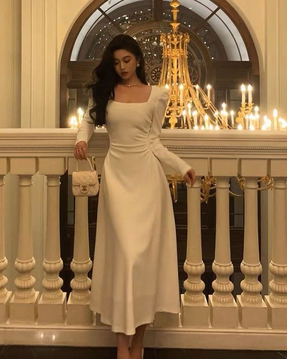 Ivory Long Sleeves Prom Dresses Party Dress