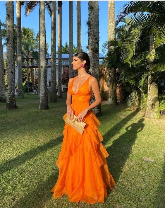 Orange long prom dresses, evening dresses,party dresses, formal dress