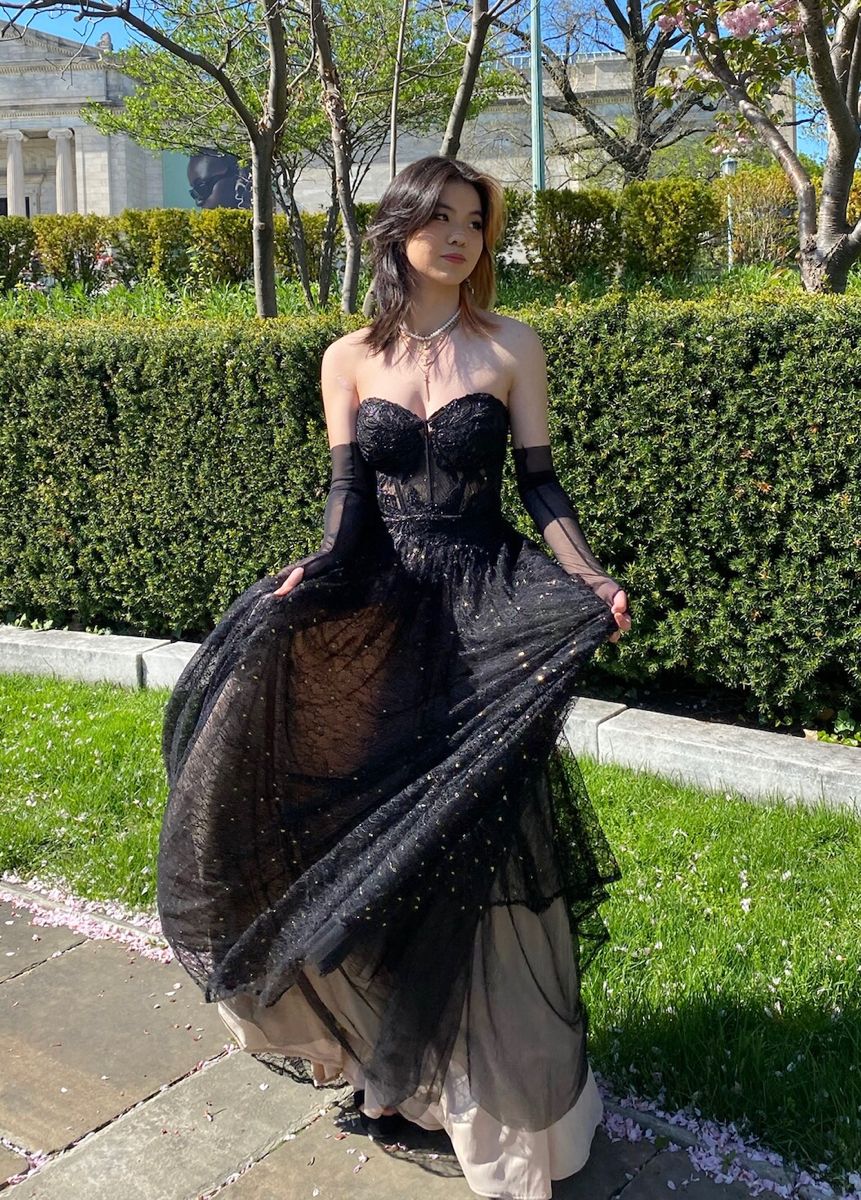 strapless black sparkly prom dress,chic black prom gown