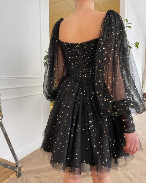 A-line tulle evening dresses, long sleeves princess dress homecoming dress - View 3 | FashionDia