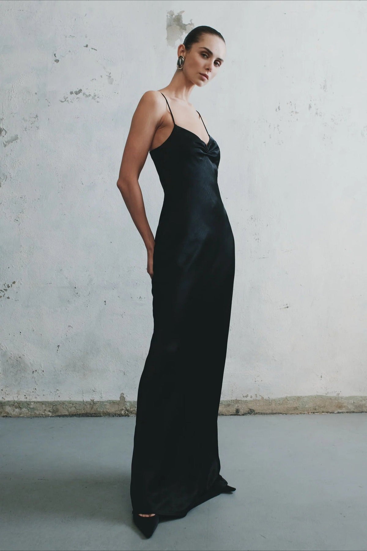Draped Maxi Silk Dress - View 8 | VelvetHem