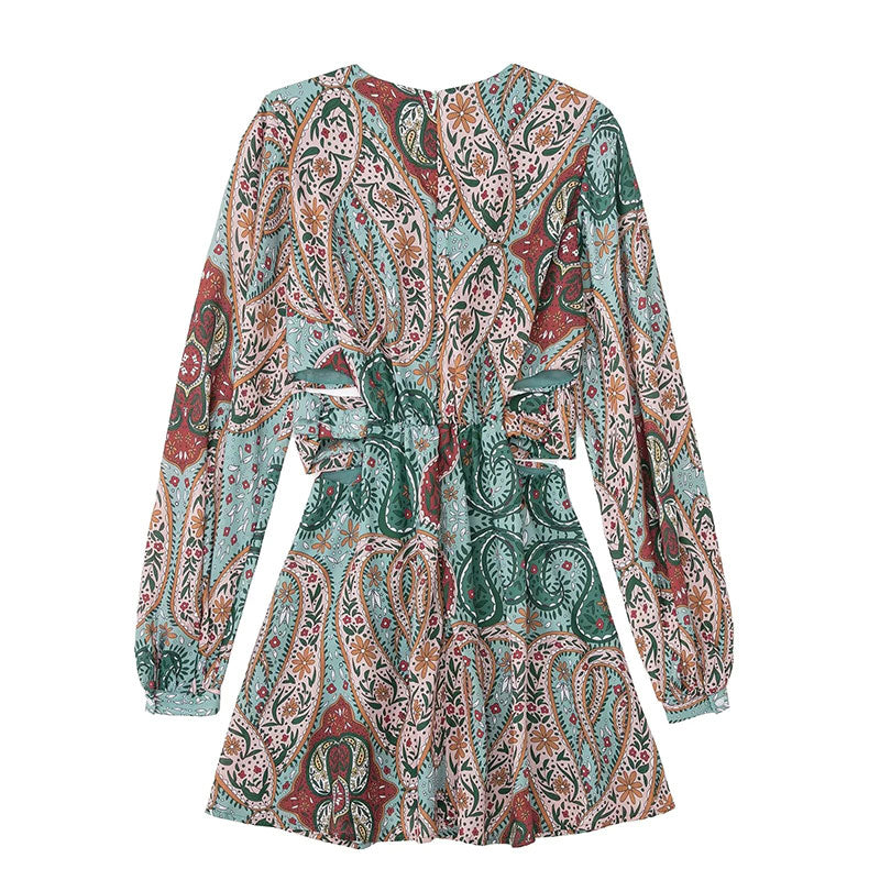 Sol Minimalist Printed V Neck Mini Dress Statement Occasion Edit