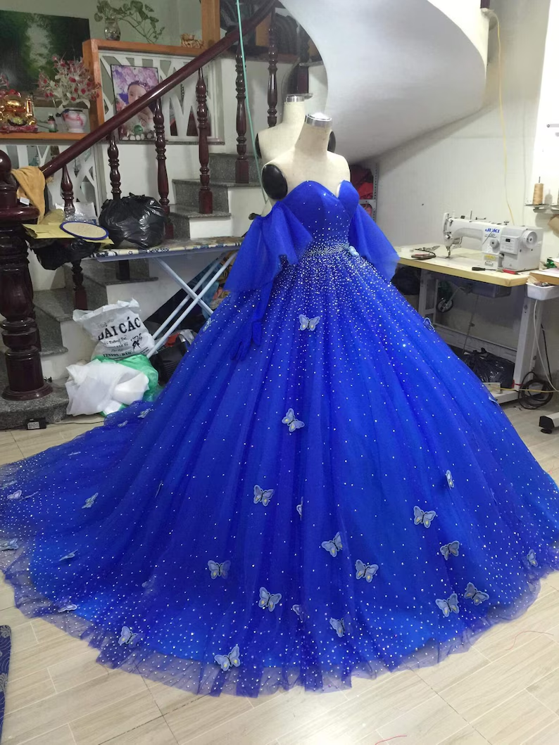 Royal Blue/Red quincea�era dress Ball Gown Prom Dresses Evening Gown - View 5 | FashionDia