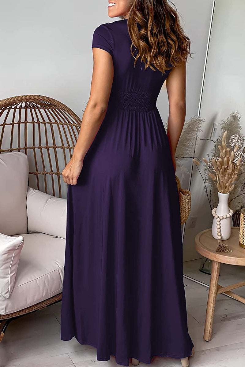Elegant Solid Slit V Neck Evening Dress Dresses(7 Colors) - View 2 | VelvetHem