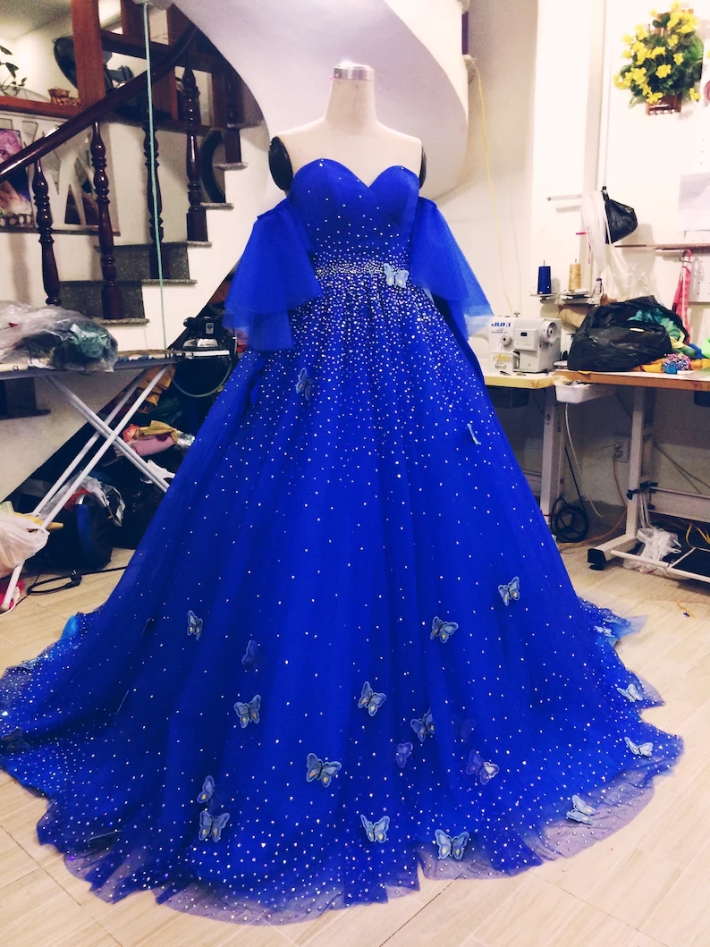 Royal Blue/Red quincea�era dress Ball Gown Prom Dresses Evening Gown - View 6 | FashionDia