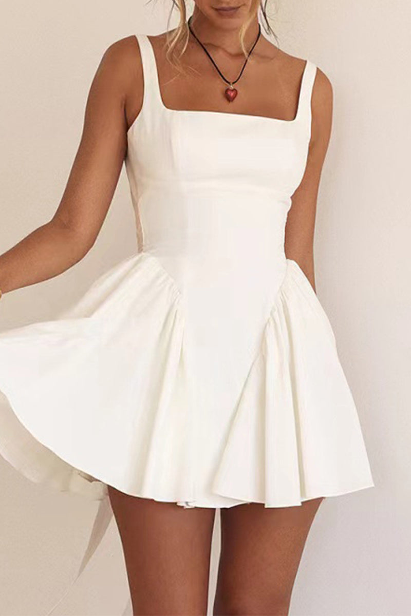 Sweet Simplicity Solid Backless With Bow Square Collar Evening Dresses - View 10 | VelvetHem