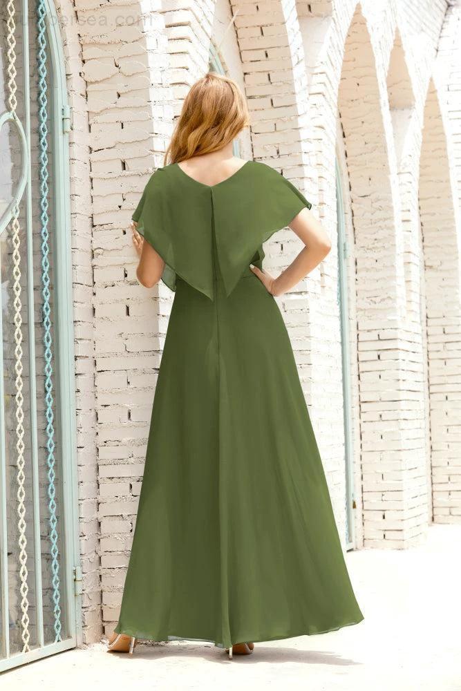 Zapdress Mother of The Bride Dresses Plus Size V-Neck Floor Length Formal Prom Dress for Wedding Guest 28020 (ZD17058)