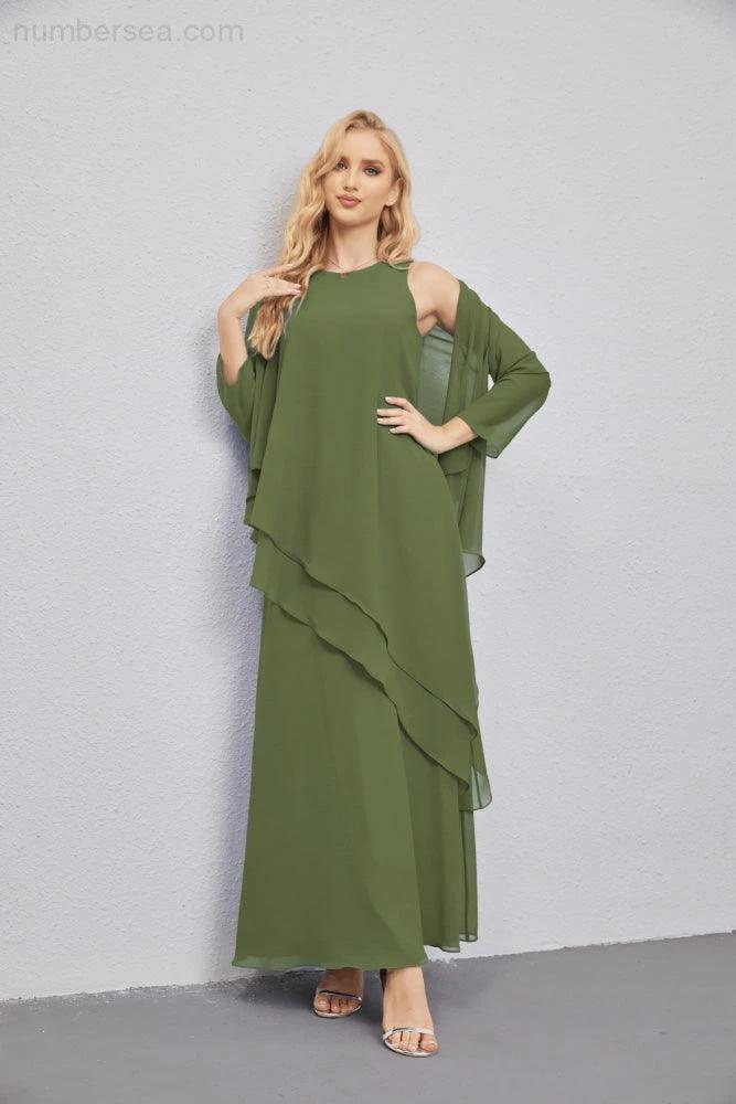 Mother of Bride Dresses with Open Front Lightweight Cardigan Formal Prom Gown 28081 (ZD16990)