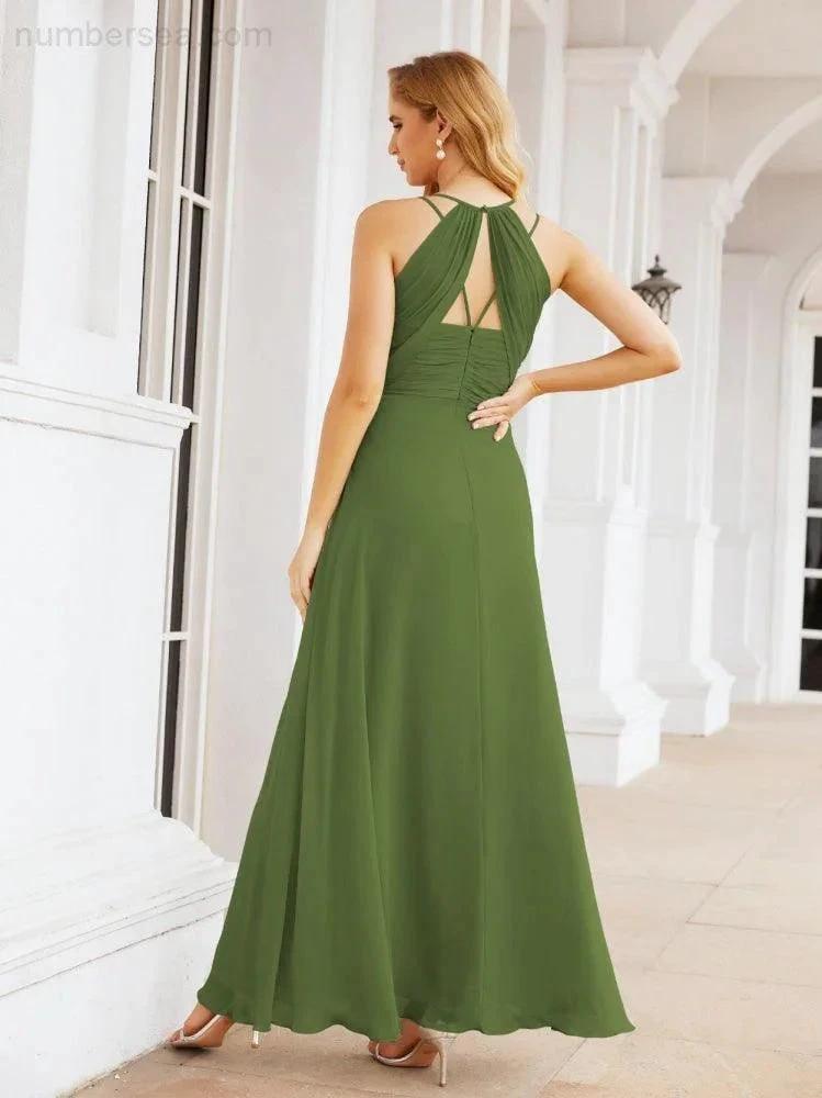 ZapDress Double Spaghetti Straps Bridesmaid Dresses for Women Long Formal Party Dress Side Split 28051 (ZD17036)