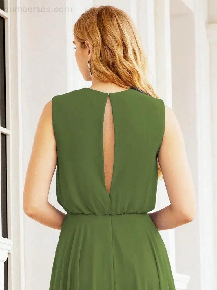 ZapDress Sleeveless Long Bridesmaid Dress A line Formal Evening Prom Gown 28025 (ZD17053)
