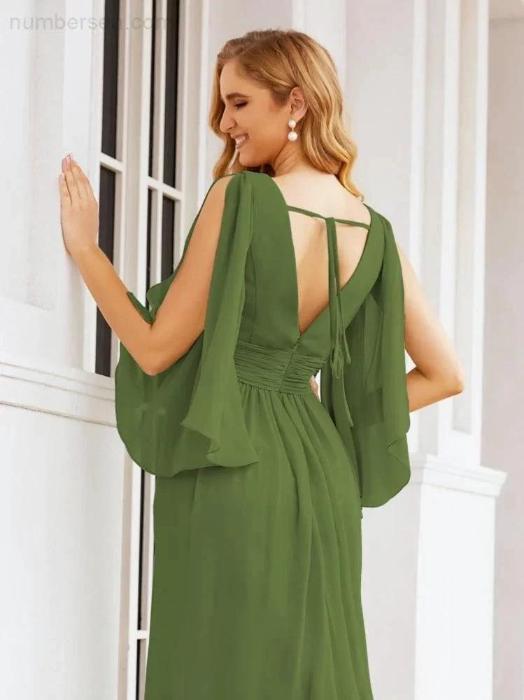 ZapDress Bridesmaid Dresses with Split for Wedding Party Flutter Sleeves 28045 (ZD16996)