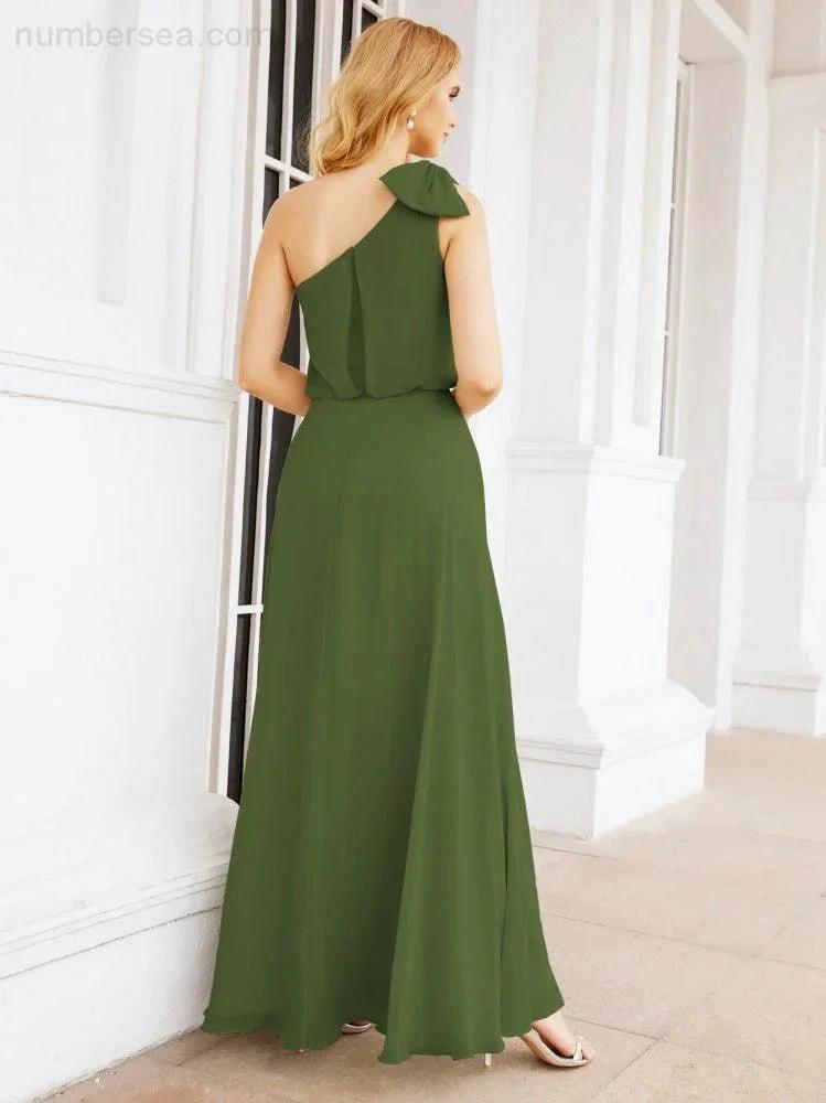 ZapDress Chiffon Ruffled One Shoulder Sleeveless Long Bride Dresses A-line Formal Evening Gown Side Split 28057 (ZD17041)