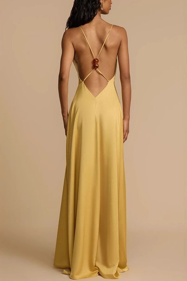 Backless Satin Slip Premium Dress for Modern Casual Wear