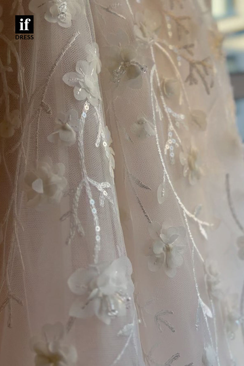 71012 - A-Line Off-Shoulder Sweetheart Appliques Beach Wedding Dress