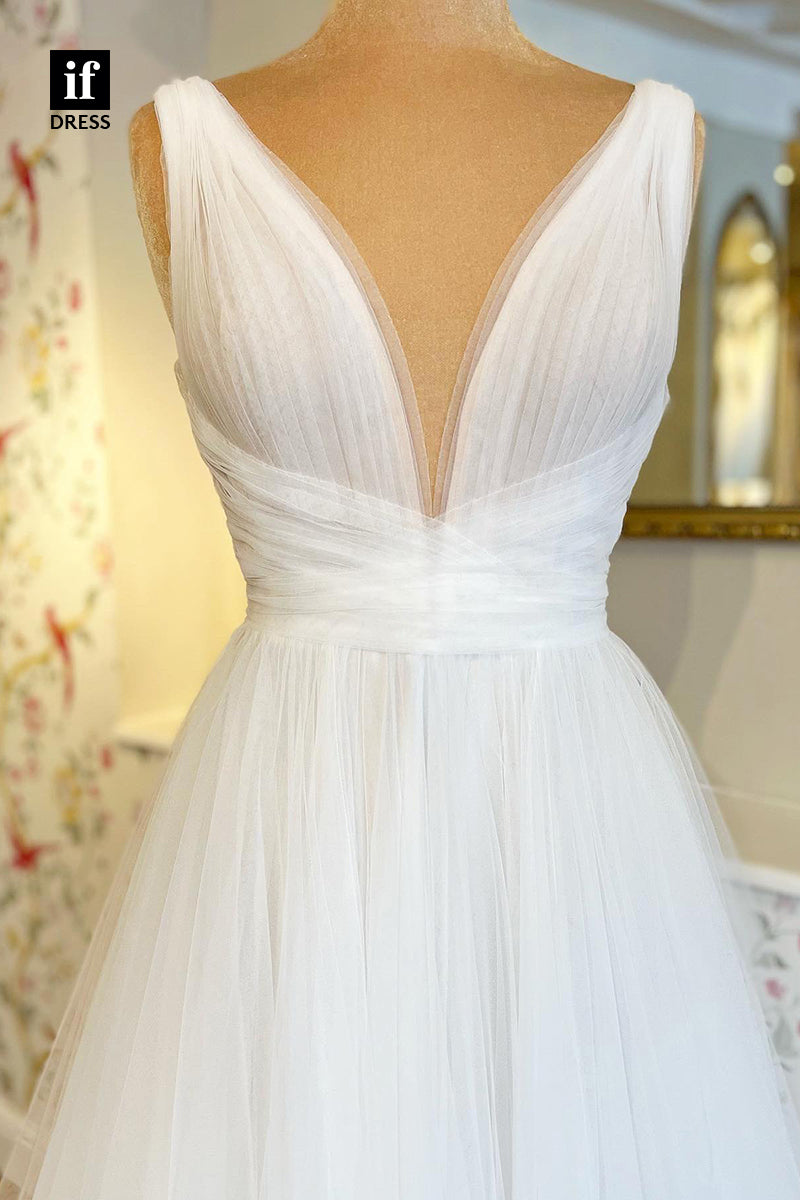 71014 - Classic Plunging V-Neck A-Line Bohemian Wedding Dress
