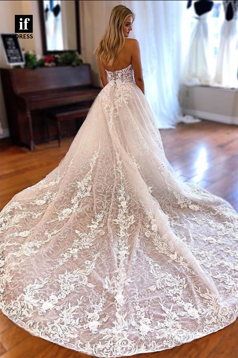 71026 Classic Off-Shoulder A-Line Lace Appliques Boho Wedding Dress
