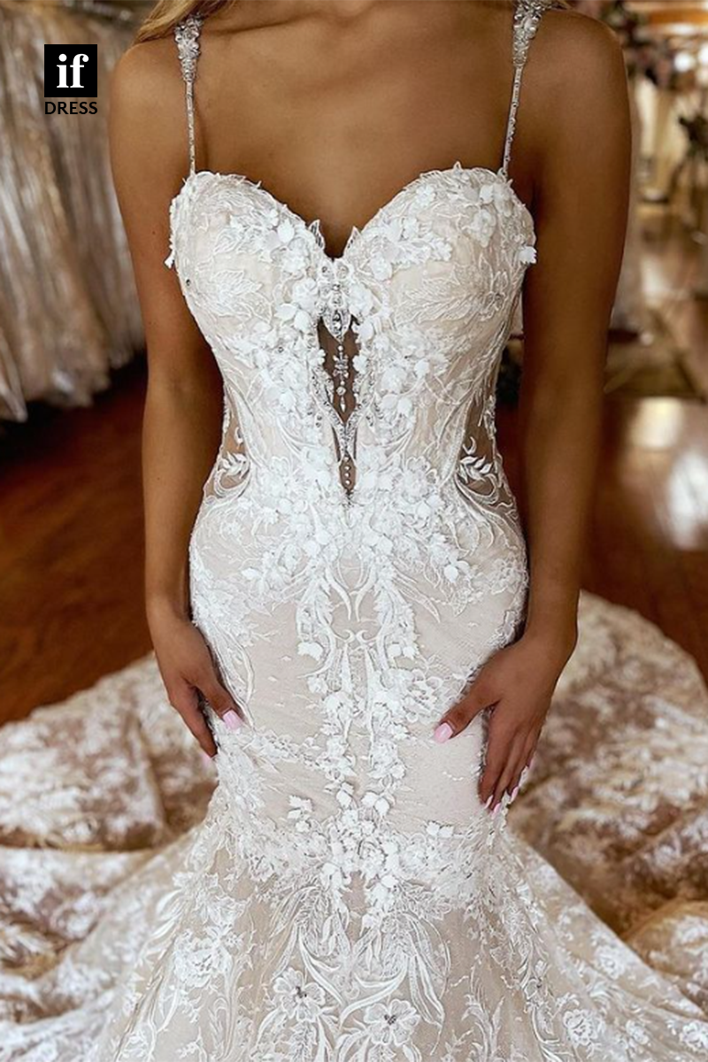 71027 - Honorable Spaghetti Straps Lace Appliques Beach Wedding Dress