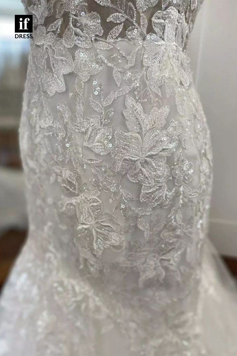 71033 - Charming Scoop Lace Appliques Mermaid Wedding Dress