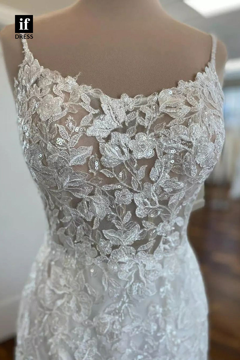 71033 - Charming Scoop Lace Appliques Mermaid Wedding Dress
