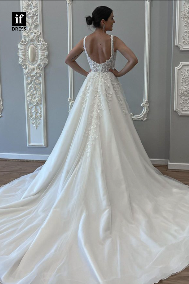 71041 - Romantic Double Straps Sweetheart Appliques Boho Wedding Dress