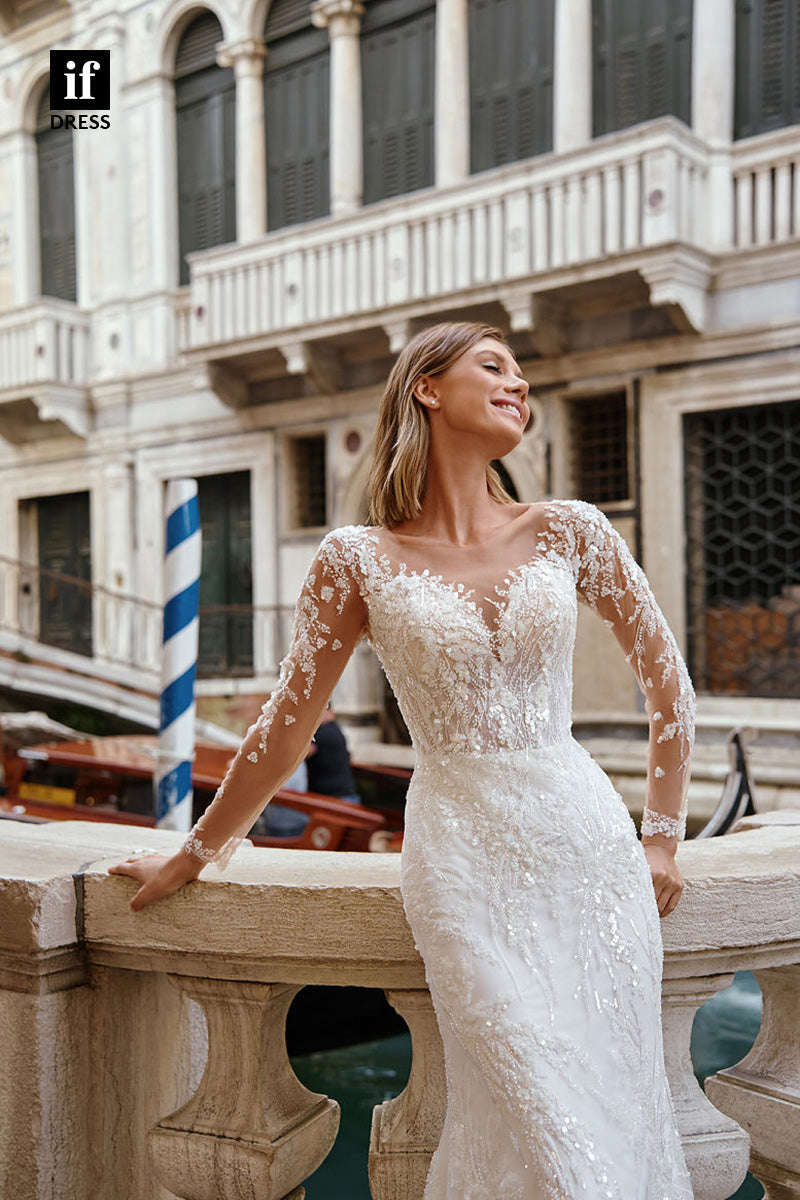 71057 - Romantic Sweetheart Lace Appliques Sheath Bohemain Wedding Dress
