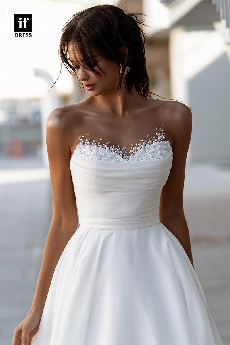 71060 - Romantic Off Shoulder A-Line Beads Bohemain Wedding Dress