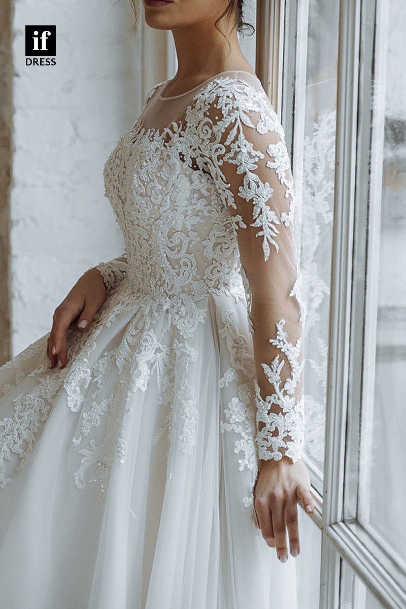 71081 - Exquisite Long Sleeves A-Line Appliques Bohemian Wedding Dress