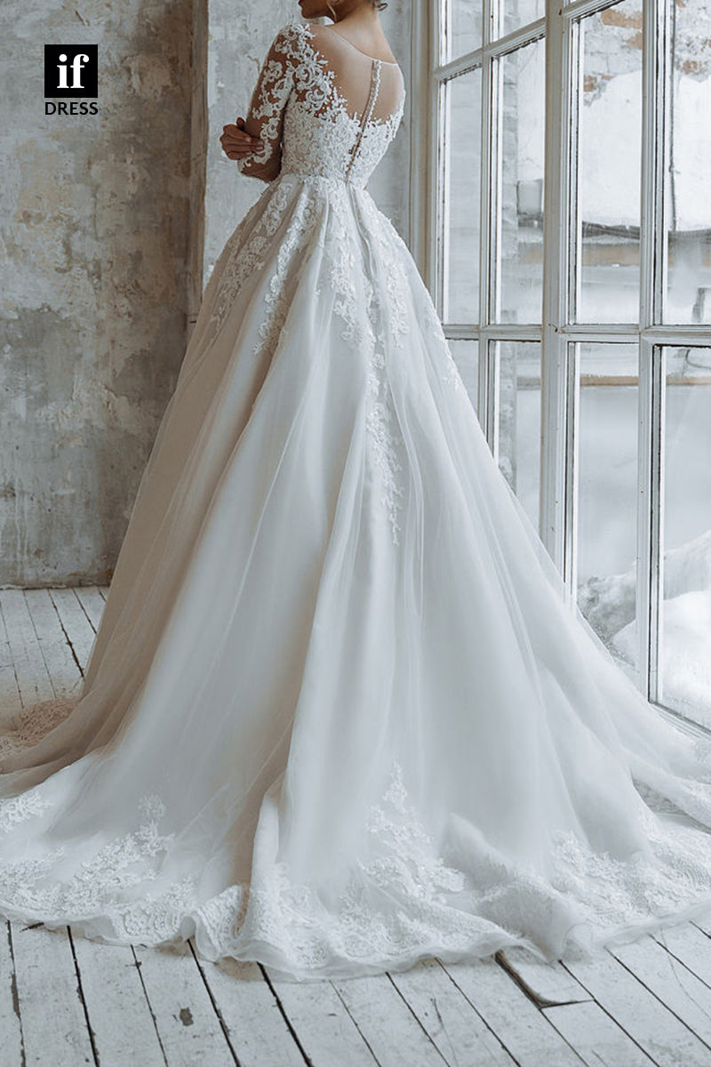 71081 - Exquisite Long Sleeves A-Line Appliques Bohemian Wedding Dress