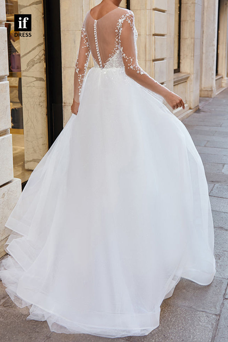 71083 - Amazing Plunging V-Neck A-Line Appliques Boho Wedding Gown