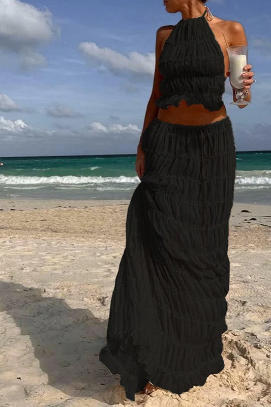 Ruched Halter Cami Dress with Minimalist Everyday Styling