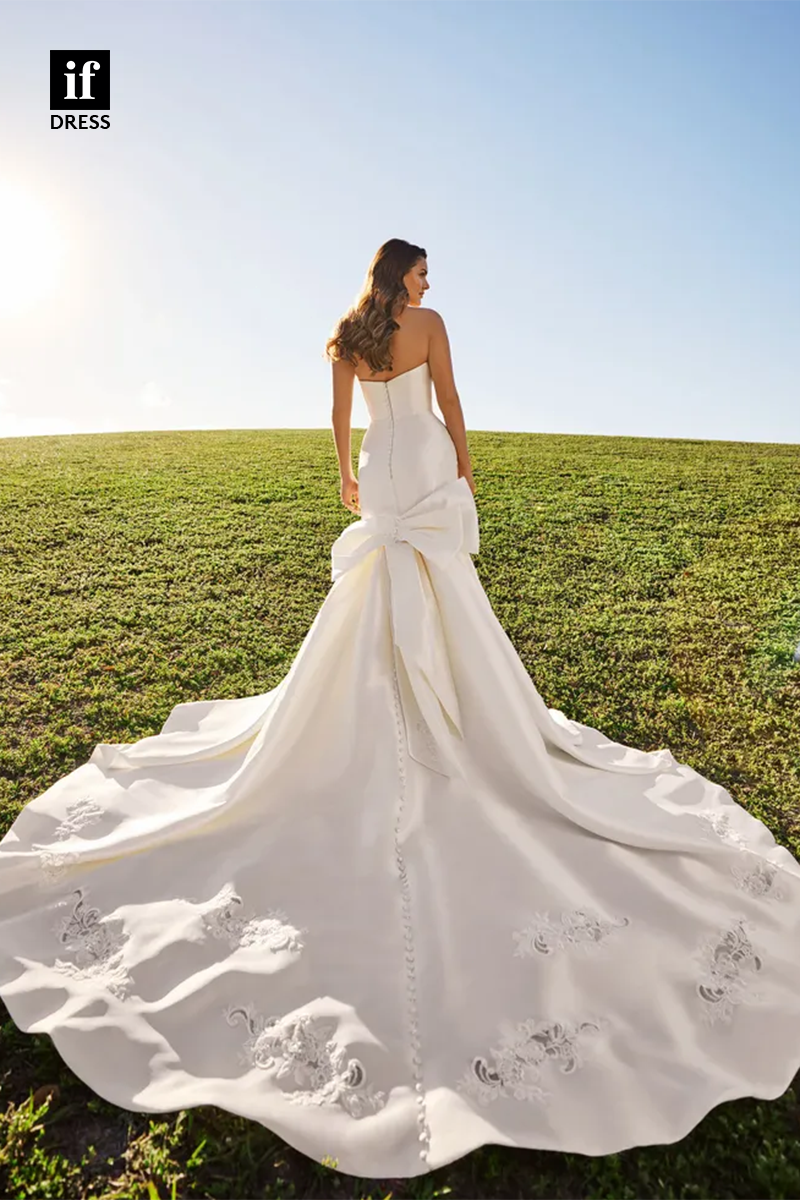 71136 - Classic Mermaid/Trumpet Strapless Sleeveless Boho Wedding with Train