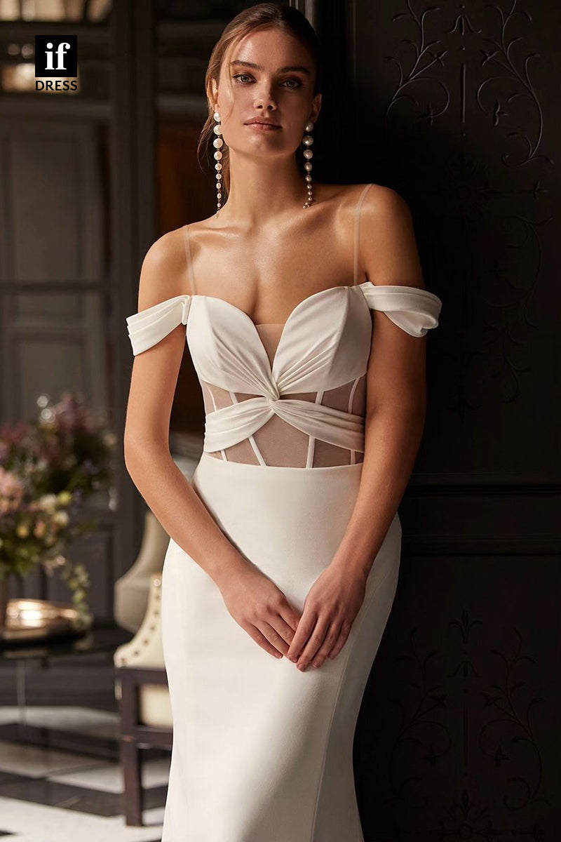 71138 - Sexy/Hot Mermaid/Trumpet V-Neck Cap Sleeves Beach Wedding Dress