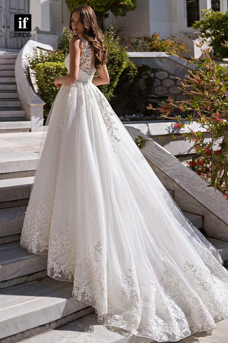 71145 - Goegeous A-Line V-Neck Lace Appliques Bohemian Wedding Dress