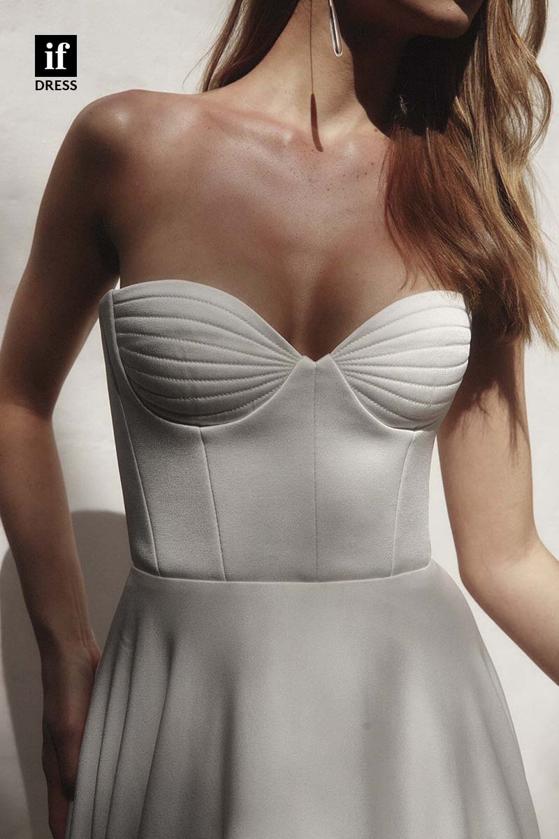71166 - Attractive Spaghetti Straps Sweetheart Ruched A-Line Beach Wedding Dress