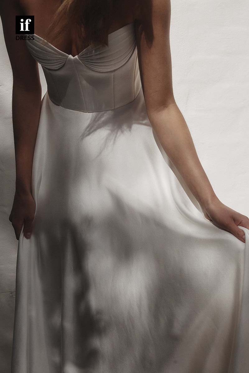 71166 - Attractive Spaghetti Straps Sweetheart Ruched A-Line Beach Wedding Dress