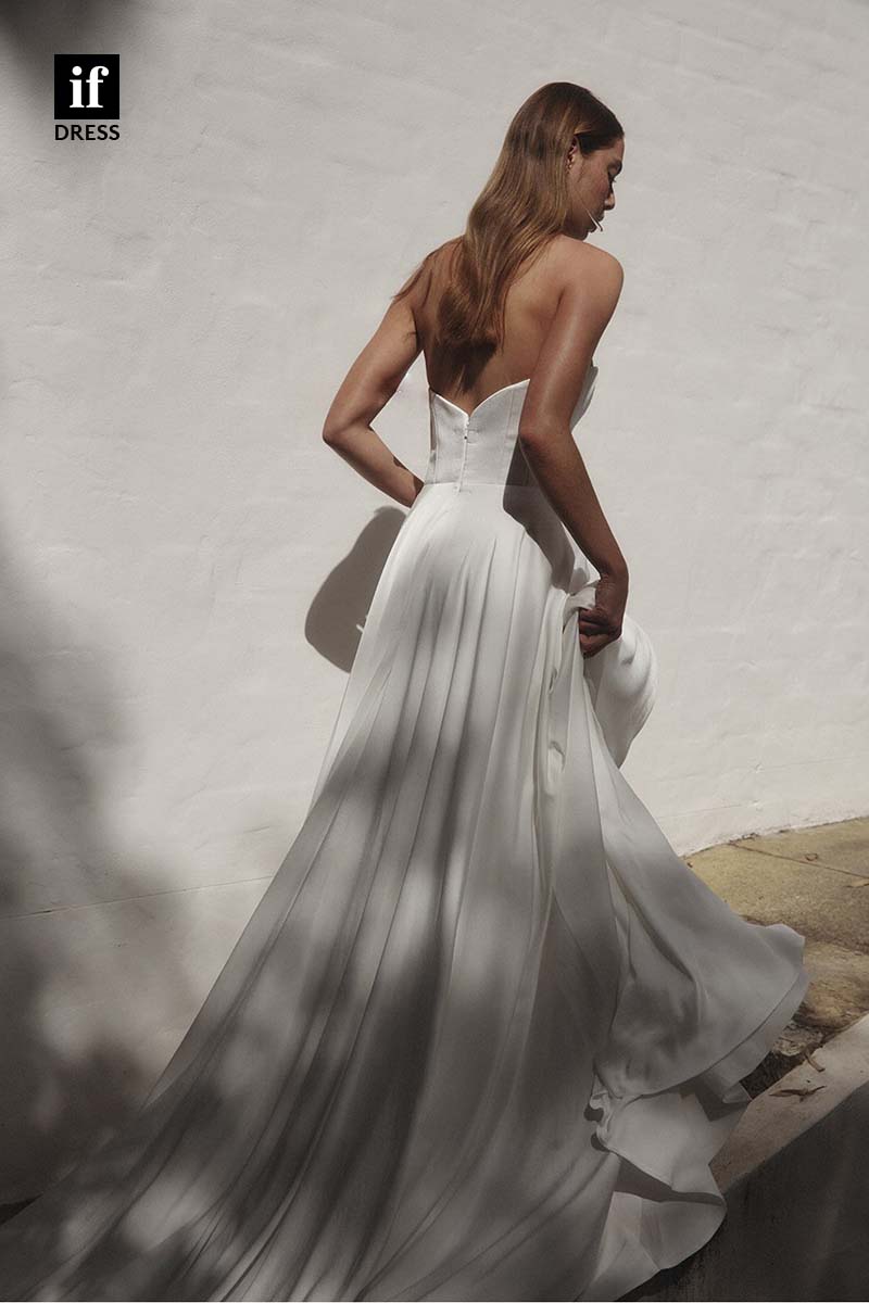 71166 - Attractive Spaghetti Straps Sweetheart Ruched A-Line Beach Wedding Dress