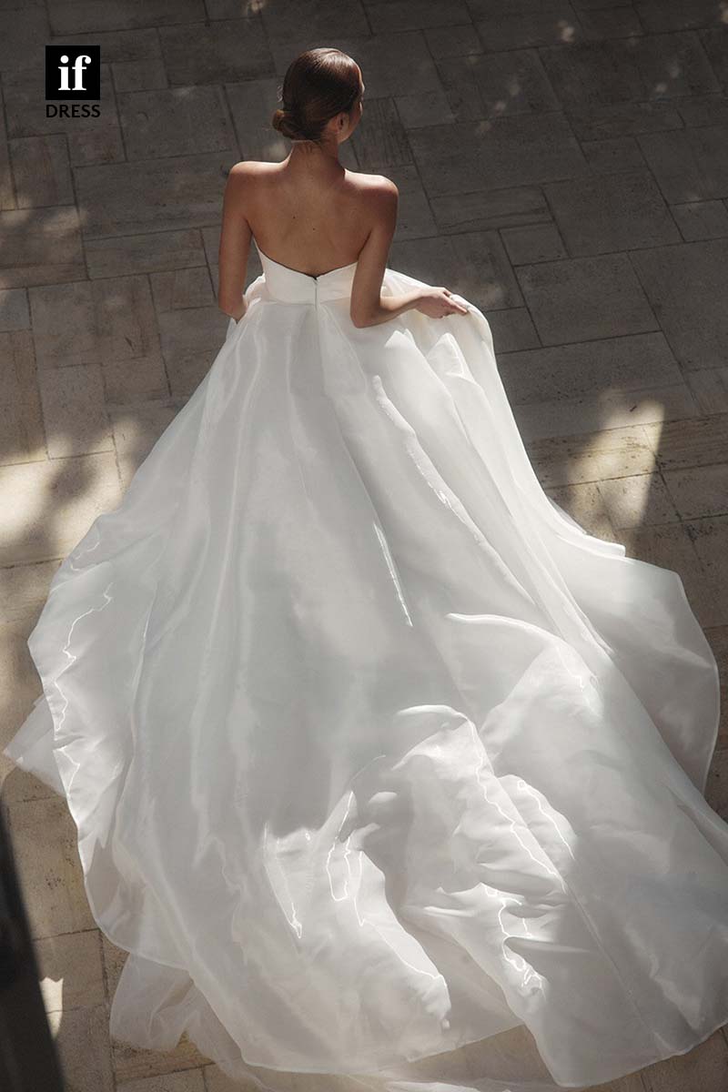 71168 - Charming Off Shoulder A-Line High Slit Tulle Beach Wedding Dress