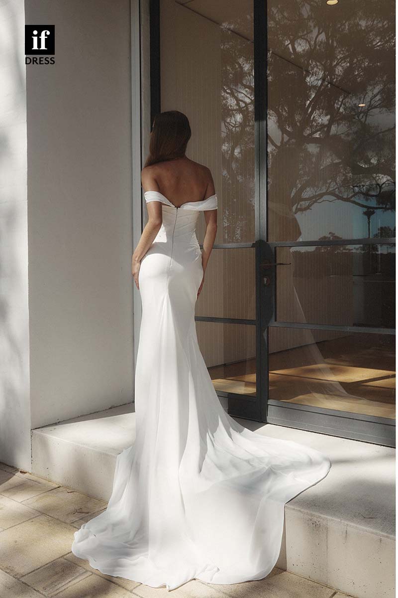 71170 - Chic Strapless Scoop Cap Sleeves Beads Sheath Boho Wedding Dress