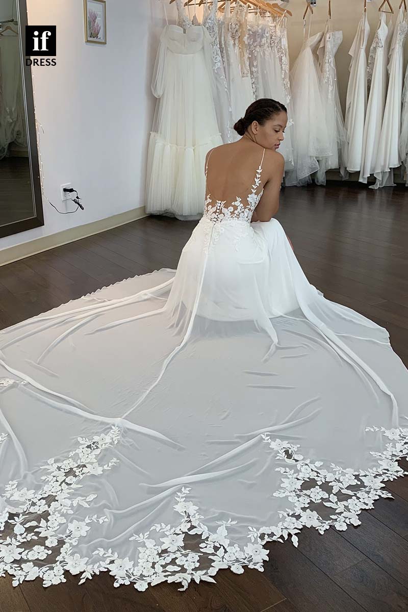 71172 - Mermaid/Trumpet Spaghetti Straps Appliques Bohemian Wedding Dress