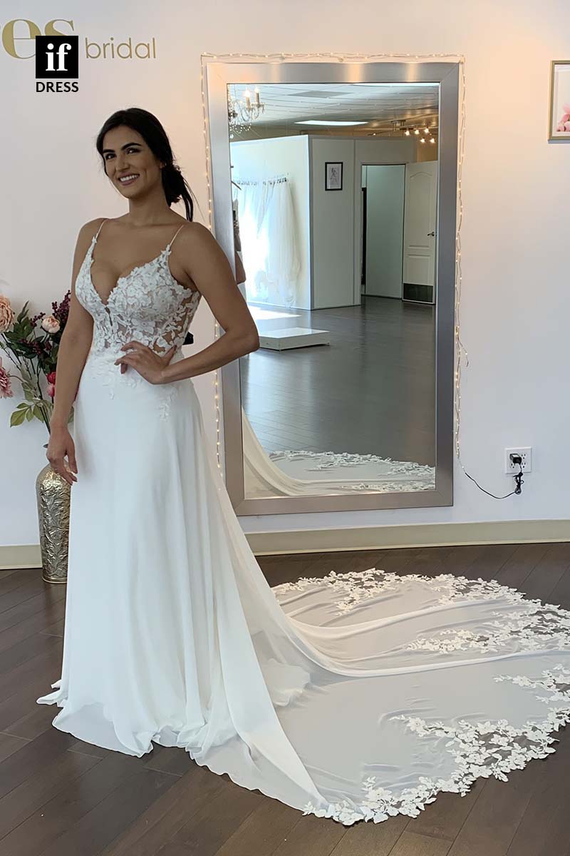 71172 - Mermaid/Trumpet Spaghetti Straps Appliques Bohemian Wedding Dress