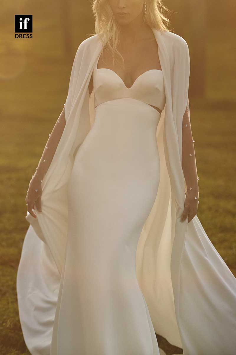 71181 -Unique Straps Sweetheart Mermaid Sleeveless Beach Wedding Dress with Train