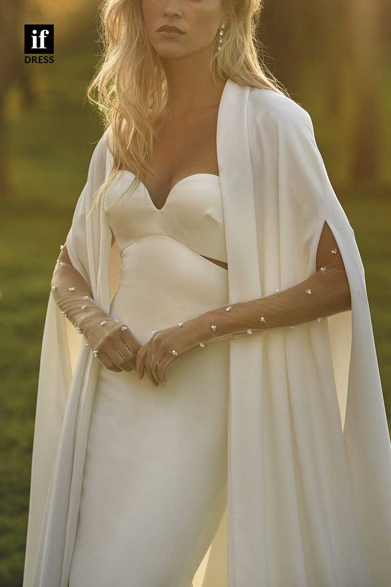 71181 -Unique Straps Sweetheart Mermaid Sleeveless Beach Wedding Dress with Train