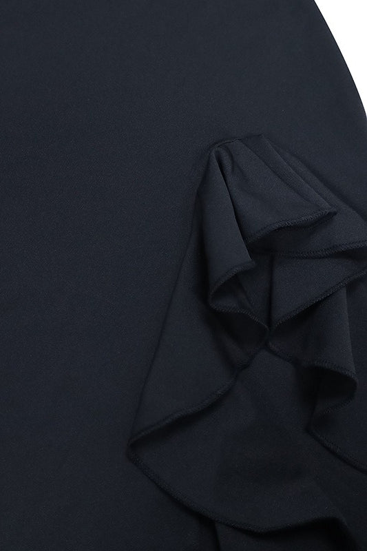 Ruffled Bustier Side Slit Formal Dress